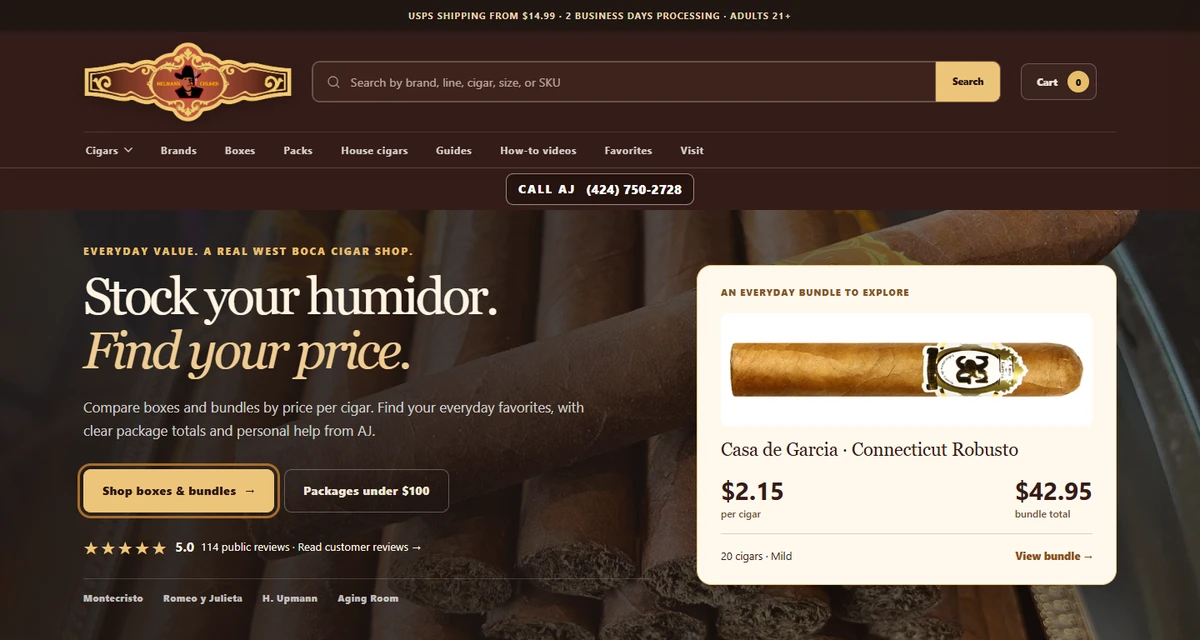 Helmann Cigars website project designed by CityApollo